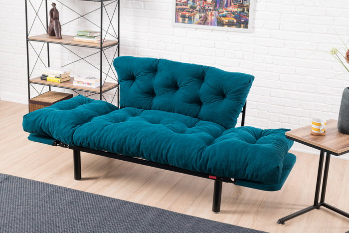 Atelier Del Sofa Sofá-Cama de 2 Plazas Nitta - Azul Petróleo Atelier Del Sofa Sofá-Cama de 2 Plazas Nitta - Azul Petróleo
